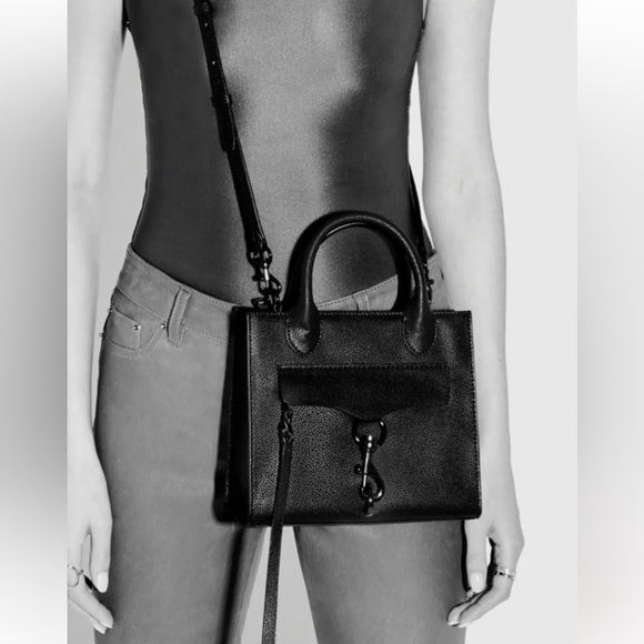 Rebecca Minkoff Megan Mini Tote In Black Pebbled Leather - Picture 10 of 10